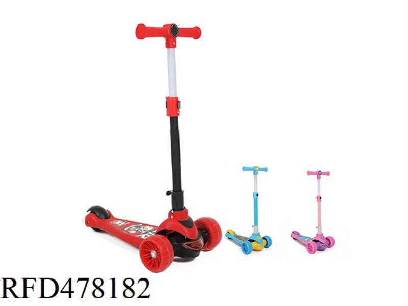 BIG WHEEL THREE-WHEELED SCOOTER WITH LIGHTS, THREE-COLOR MIXED
