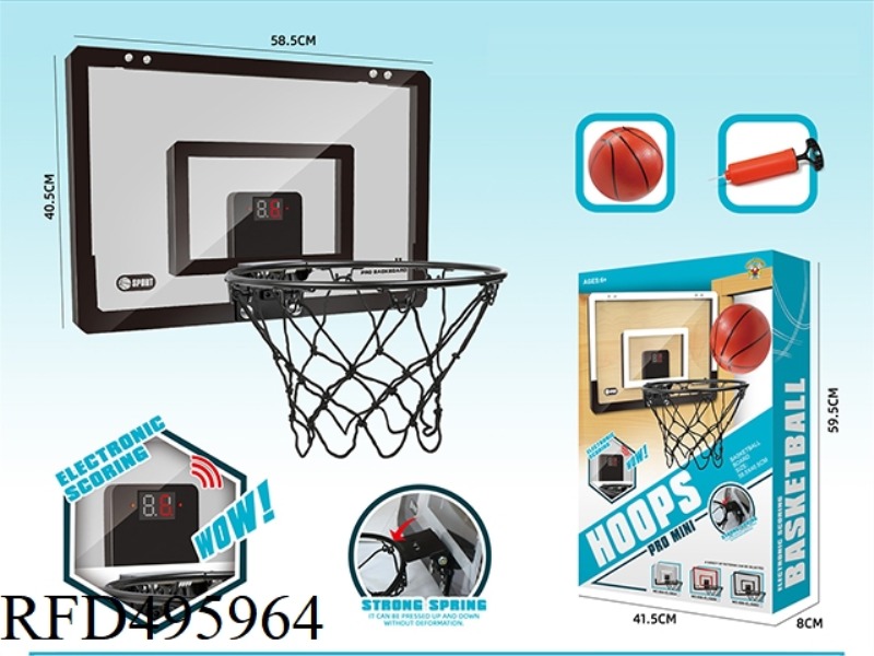 SCORING SIMULATION TRANSPARENT DUNKING BALL BOARD (ALL BLACK LARGE)