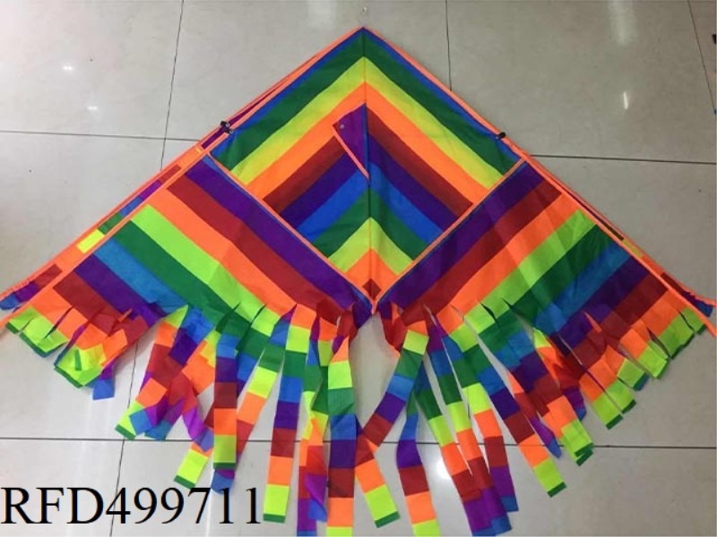 130 MULTICOLORED STRIPED MULTI-TAIL KITE