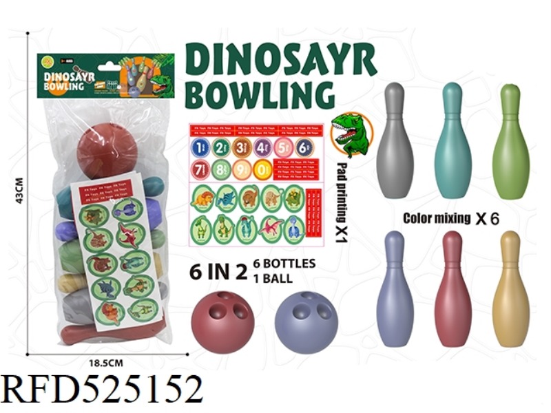 MEDIUM COLORED BOWLING BALL 6 COLORS (6 PINS 1 BALL DIY STICKER 1 PIECE)
