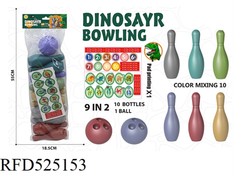MEDIUM COLORED BOWLING BALL 6 COLORS (10 BOTTLE 1 BALL DIY STICKER 1 PIECE)