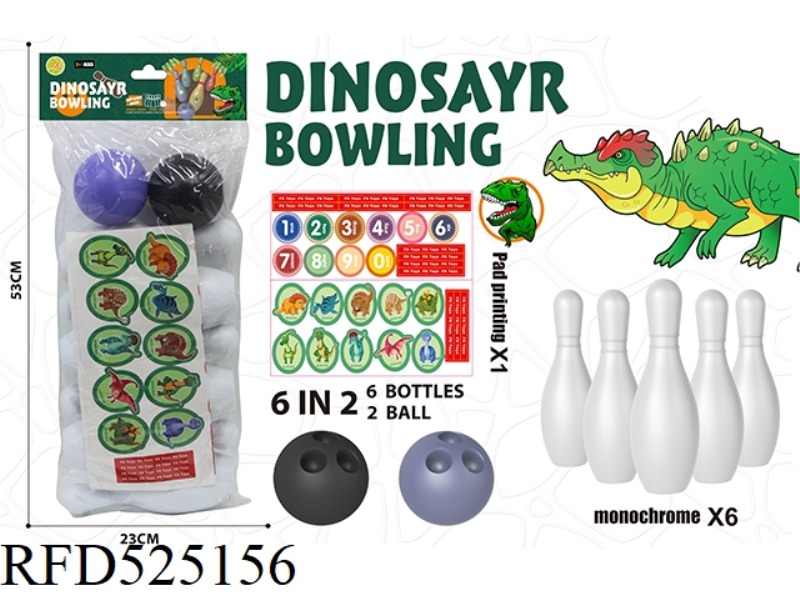 LARGE WHITE BOWLING BALL (6 PINS 2 BALLS DIY STICKER 1 PIECE)