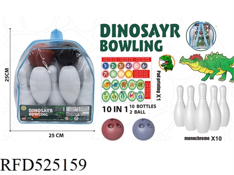 LARGE WHITE BOWLING BALL (10 PINS 2 BALLS DIY STICKER 1 PIECE)