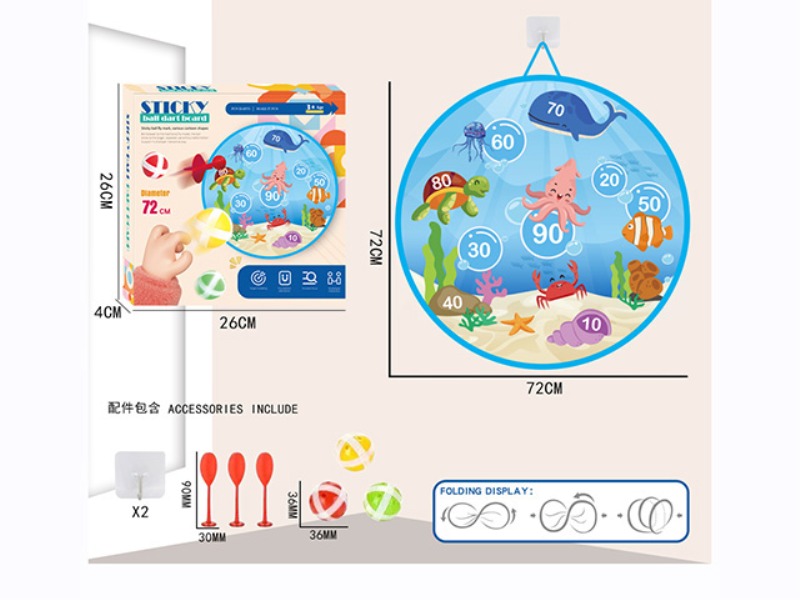 72CM FOLDABLE STICKY BALL TARGET +3 BALLS +3 DARTS