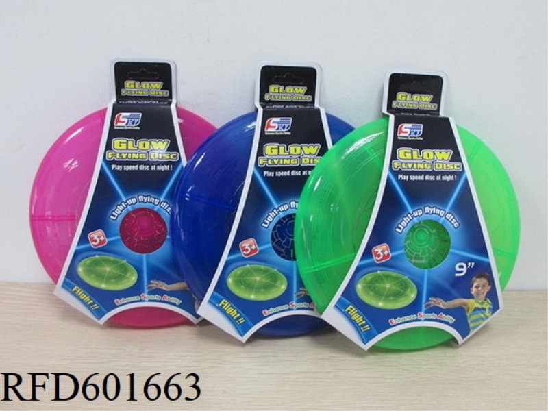 23CM TRANSPARENT FRISBEE WITH LIGHT (ELECTRIC INCLUDED)