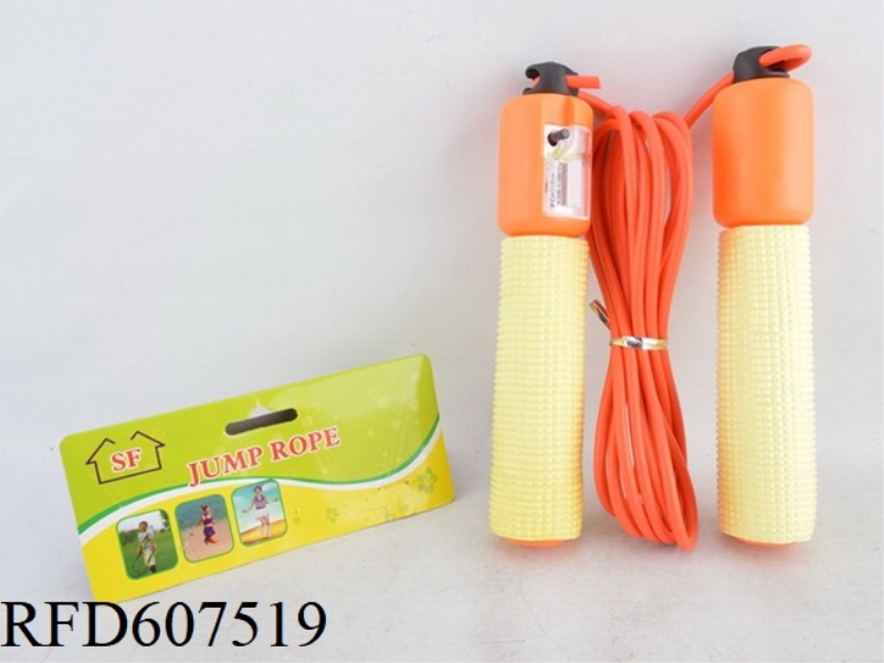 RAINBOW SKIPPING ROPE WITH THREADED WOODEN HANDLE
