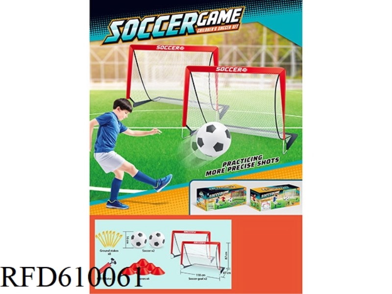 RED DOUBLE SOCCER GATE (WHITE NET)