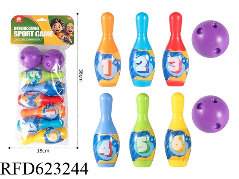 14CM CARTOON BOWLING BALL 6PCS+2 BALLS