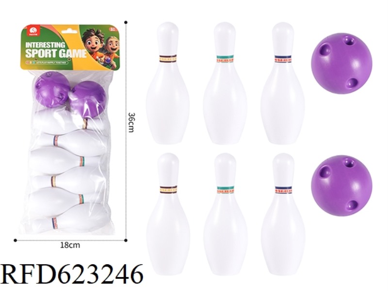 14CM WHITE BOWLING BALL 6PCS+2 BALLS
