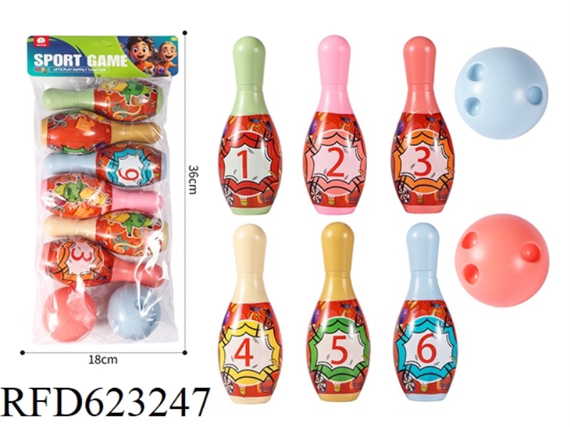 20CM BIG CARTOON BOWLING BALL 6PCS+2 BALLS