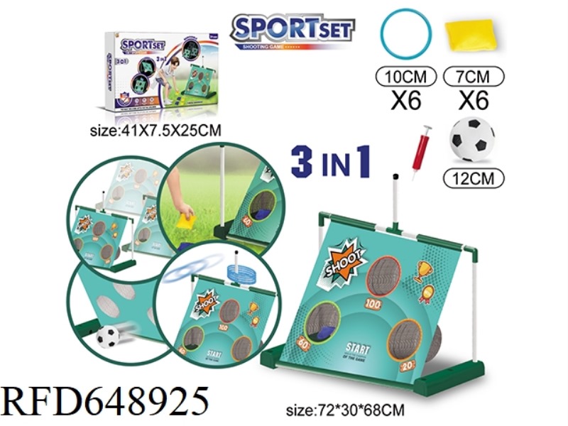 MOBILE SOCCER GOAL+THROWING SANDBAGS+FERRULE 3 IN 1
