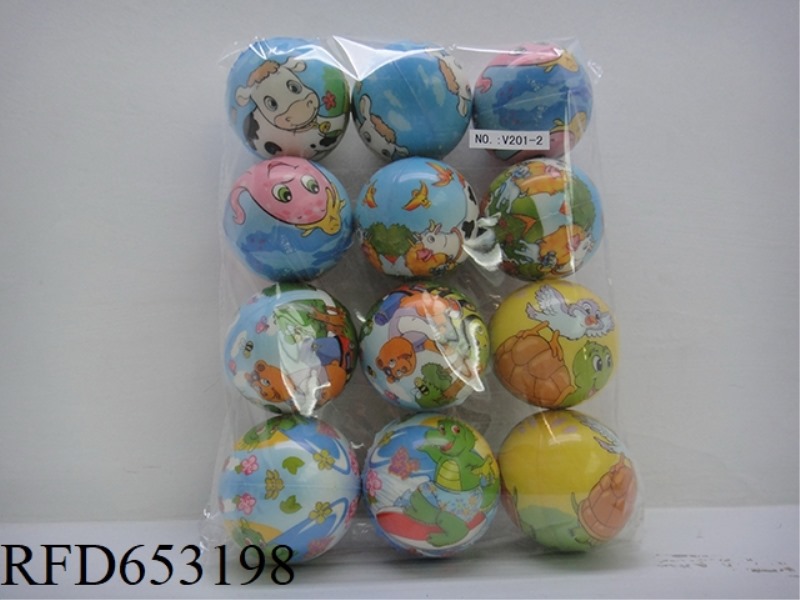 12 MULTIPLE CARTOON ANIMALS 2.5-INCH PU BALLS (NON-INFRINGEMENT)