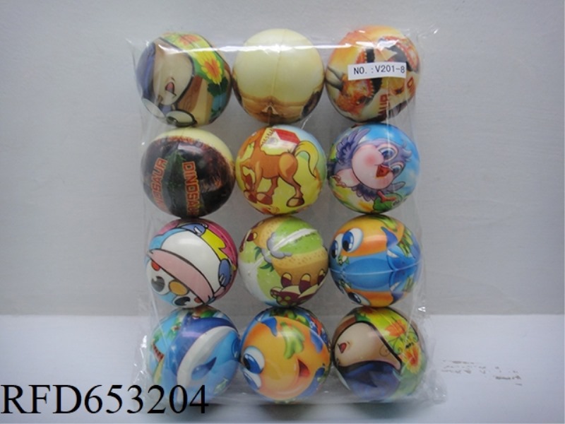 12 MULTIPLE CARTOON ANIMALS 2.5-INCH PU BALLS (NON-INFRINGEMENT)