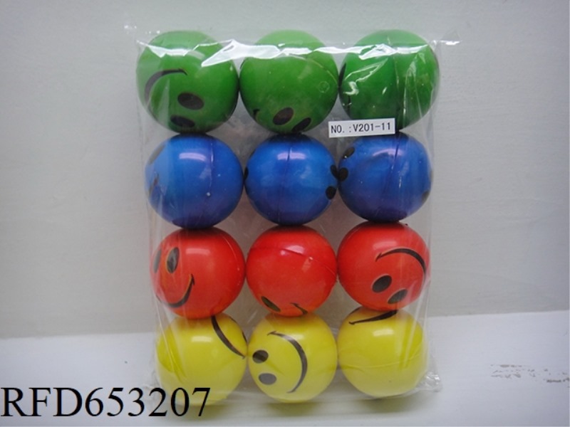 12 SMILEY FACES 2.5-INCH PU BALLS