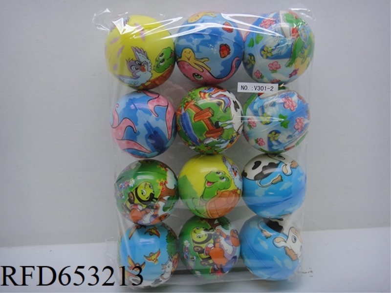 12 MULTIPLE CARTOON ANIMALS 3-INCH PU BALLS (NON-INFRINGEMENT)