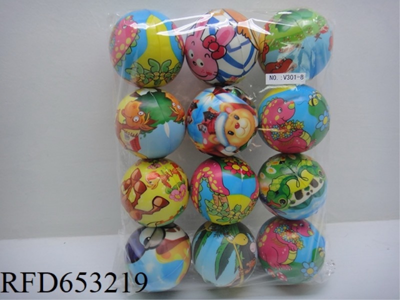 12 MULTIPLE CARTOON ANIMALS 3-INCH PU BALLS (NON-INFRINGEMENT)