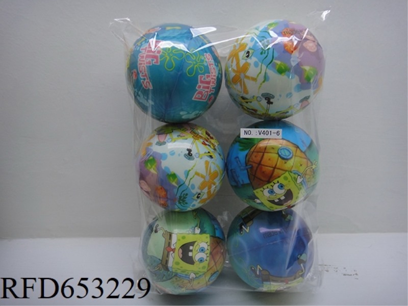 6 VARIETIES OF SPONGEBOB 4-INCH PU BALLS