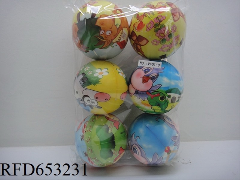 6 DIFFERENT CARTOON ANIMAL 4-INCH PU BALLS (NON-INFRINGEMENT)