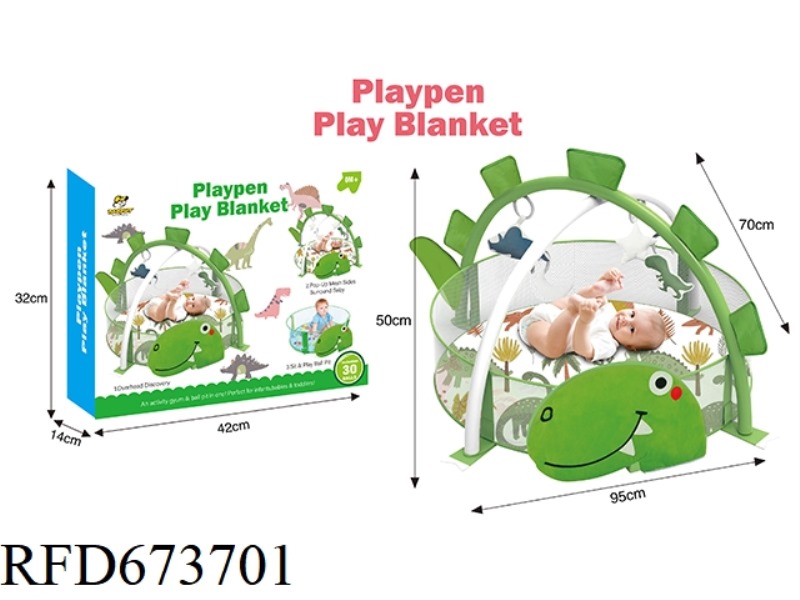 DINOSAUR BABY FITNESS FRAME, FENCE, GAME POOL WITH 30 OCEAN BALLS