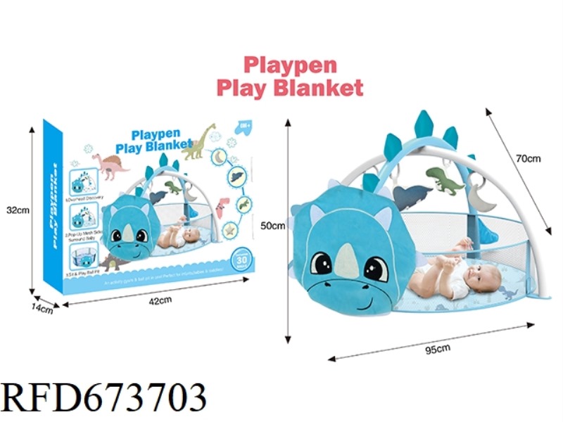 DINOSAUR BABY FITNESS FRAME, FENCE, GAME POOL WITH 30 OCEAN BALLS