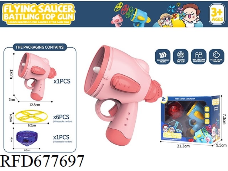FRISBEE TOY 1 LAUNCHER, 6 FRISBEE, 1 TOP