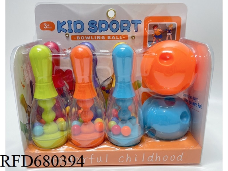 15CM RAINBOW BEAD BOWLING SET