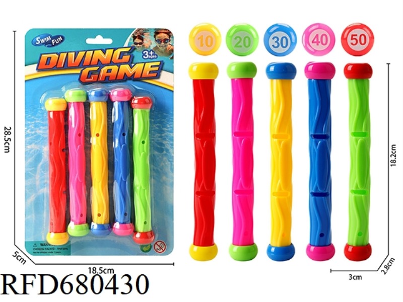 FIVE DIVING STICKS