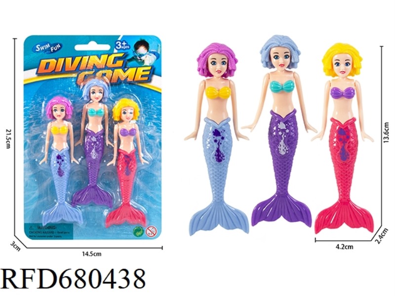 3PCS SHORT-HAIRED WHITE-SKINNED MERMAID