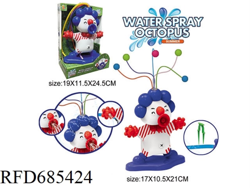 OUTDOOR WATER-SPRAYING CLOWN DRIBBLING A BALL (WINDOW-OPENING BOX)