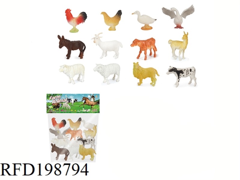 12PCS 3-INCH FARM ANIMAL SET