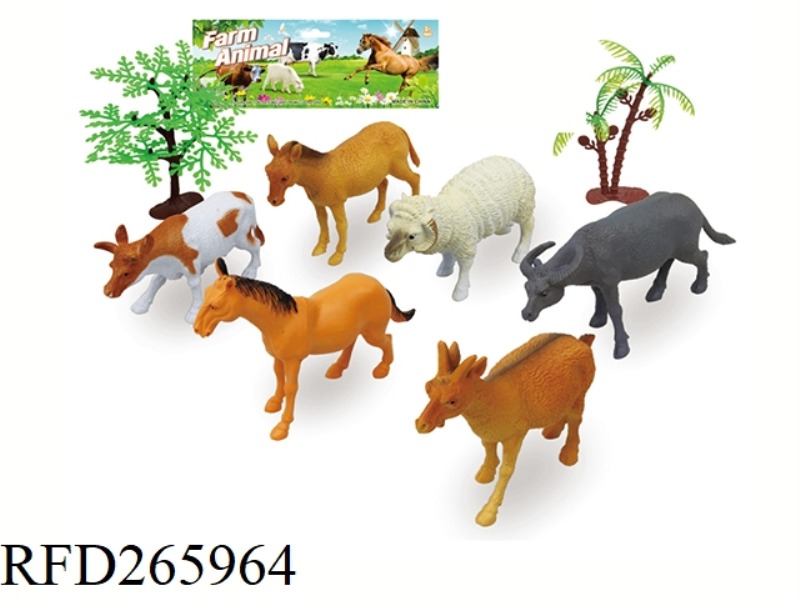 6PCS 5 INCH FARM ANIMAL WITH TREE SET