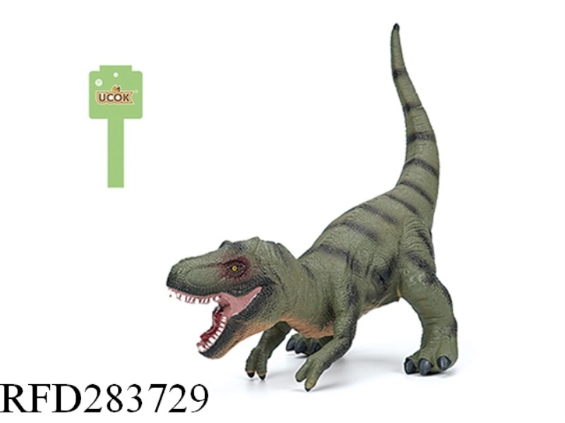 SQUATTING GREEN TYRANNOSAURUS REX WITH IC SOUNDING ENAMELLED COTTON