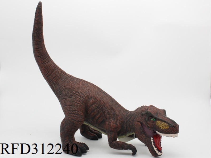 A SQUATTING BROWN TYRANNOSAURUS REX