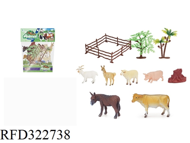 6 PCS3-5 INCH FARM WITH TREE ANIMAL SET