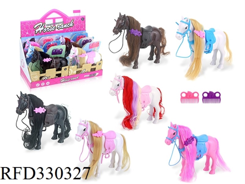 6 COLOUR PONY+COMB ACCESSORIES 6PCS