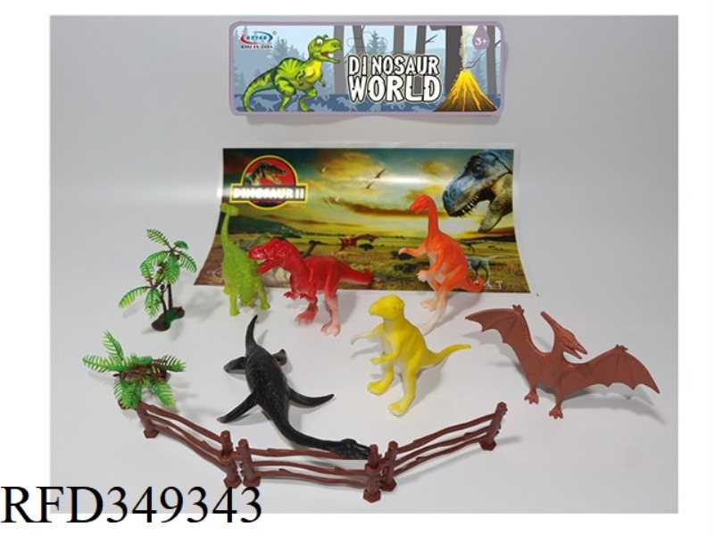 5.5 INCH DINOSAUR SIMULATOR 6 PIECES SET, WITH TREE, FENCE, MAP