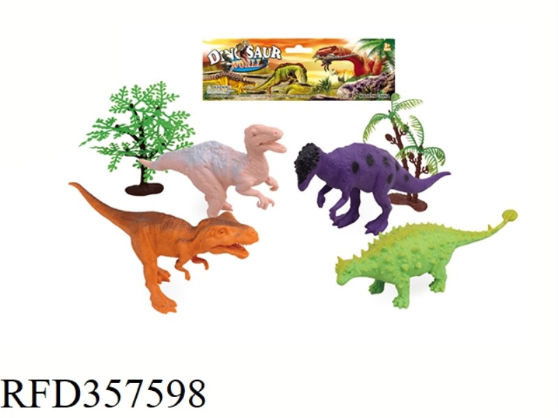 4PCS 5 INCH DINOSAUR WITH TREE SET