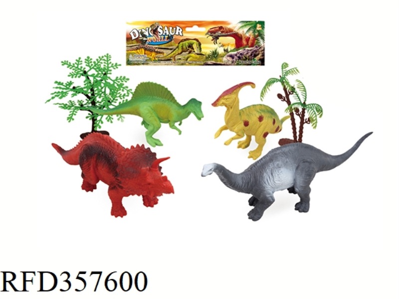 4PCS 5 INCH DINOSAUR WITH TREE SET