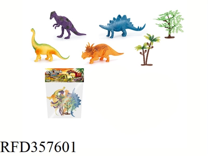 4PCS 5 INCH DINOSAUR WITH TREE SET