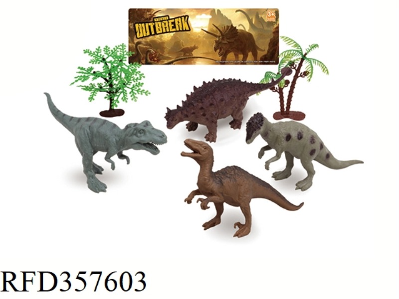 4PCS 5 INCH DINOSAUR WITH TREE SET