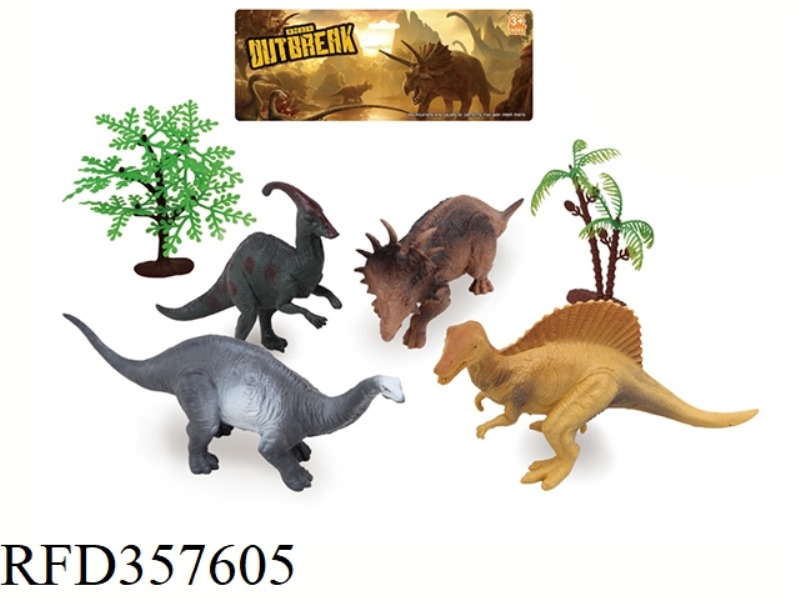 4PCS 5 INCH DINOSAUR WITH TREE SET