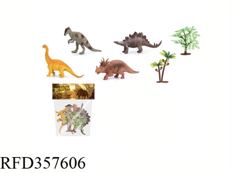 4PCS 5 INCH DINOSAUR WITH TREE SET