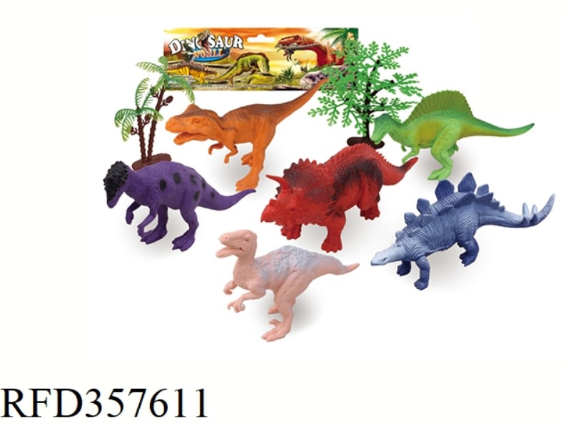 6PCS 5 INCH DINOSAUR WITH TREE SET