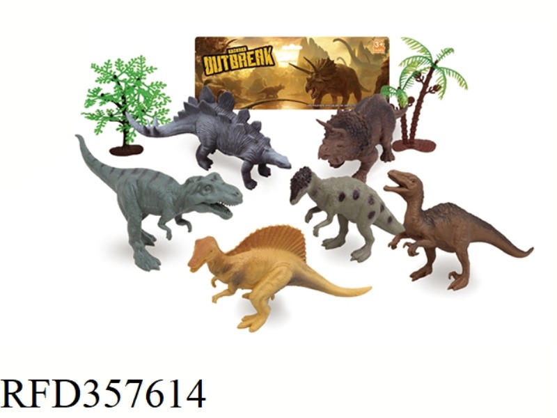 6PCS 5 INCH DINOSAUR WITH TREE SET