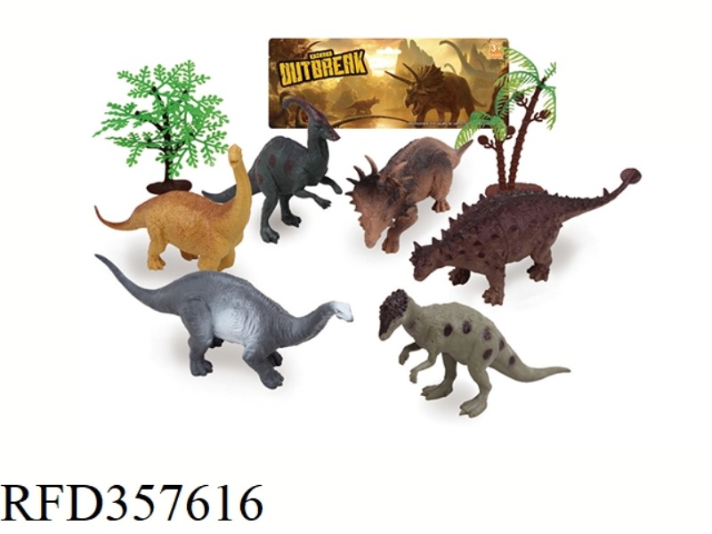 6PCS 5 INCH DINOSAUR WITH TREE SET