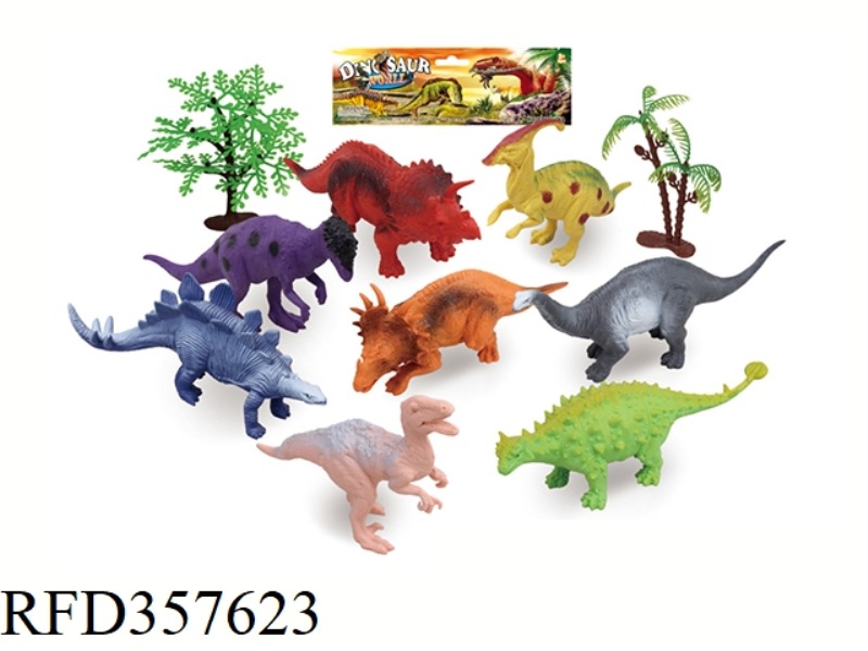 8PCS 5 INCH DINOSAUR WITH TREE SET