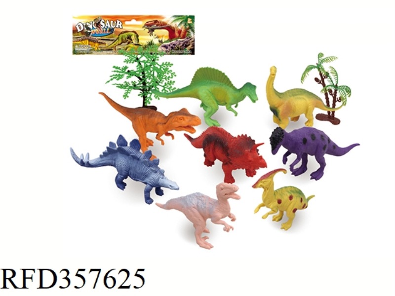 8PCS 5 INCH DINOSAUR WITH TREE SET