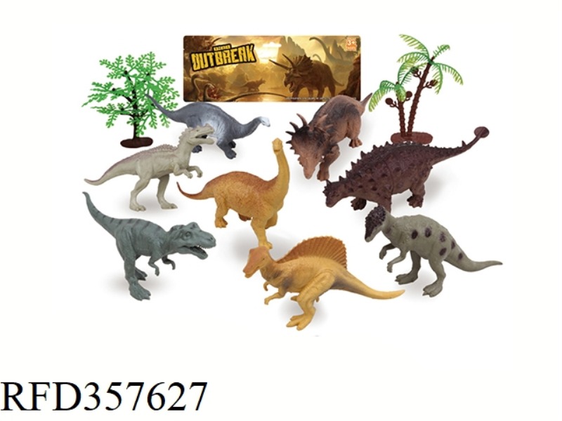 8PCS 5 INCH DINOSAUR WITH TREE SET