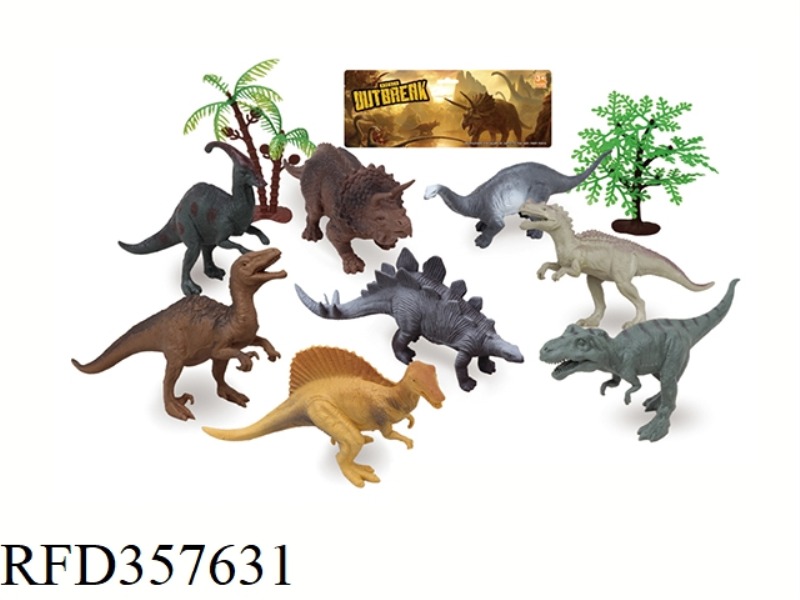 8PCS 5 INCH DINOSAUR WITH TREE SET