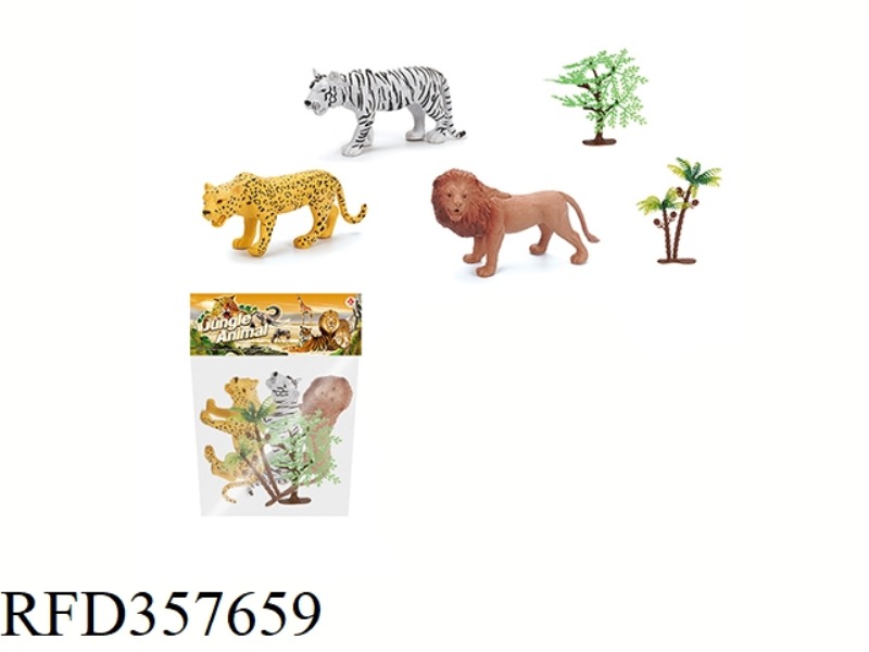 3PCS WILD ANIMAL SET WITH TREE 5 INCHES